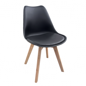 Wooden Leg Chair Cushion Colour:Black