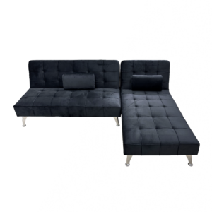 Koumo Corner Bed Sofa KM-162240 Colour:Black Velvet HLR-66