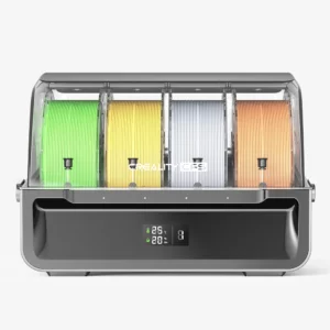 A Creality Filament System unit installed next to a Creality 3D printer for multi-color printing.