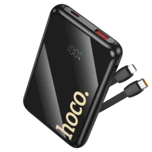 HOCO Q37 10000mAh power bank with two integrated charging cables and fast charging display