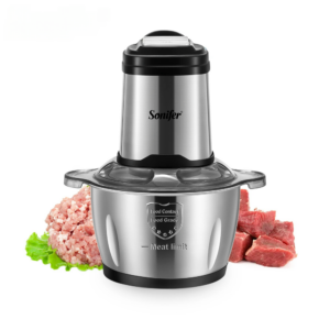A compact Sonifer Food Chopper SF-8115 sitting on a kitchen counter for food preparation.