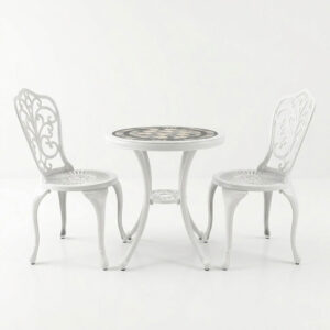 Garden Table With Chair Colour: White