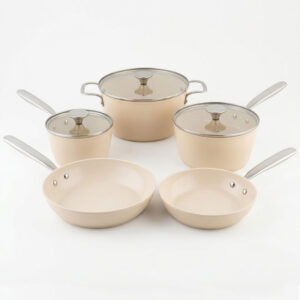Adria Premium 8Pcs Cookware Set Colour:Cream White