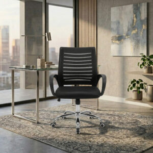 Ergonomic Office Chair Colour: Black Model:903B featuring adjustable seat height and swivel wheels