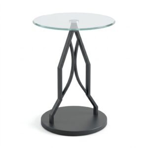 Glass Small Tea Table Model TB76 with a clear tempered glass surface and polished frame