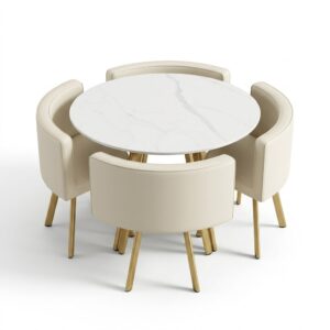 Round Dining Table White With 4 Chairs Model: 805