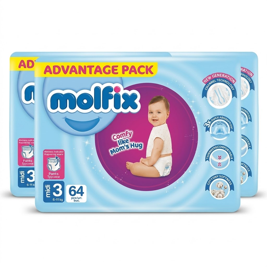 Molfix Diaper Pants Midi No.3 6-11 kg 3pack (192pcs)