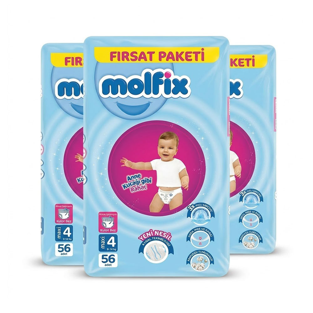 Molfix Diaper Pants Maxi No.4 9-14 kg 3pack (168pcs)