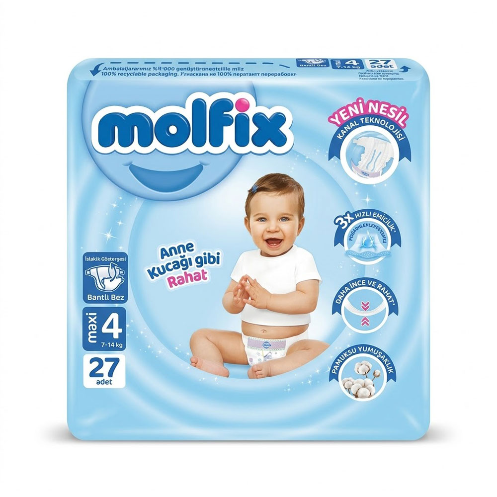 Molfix Tape Diaper 3D Maxi No.4 7-14 kg 27pcs