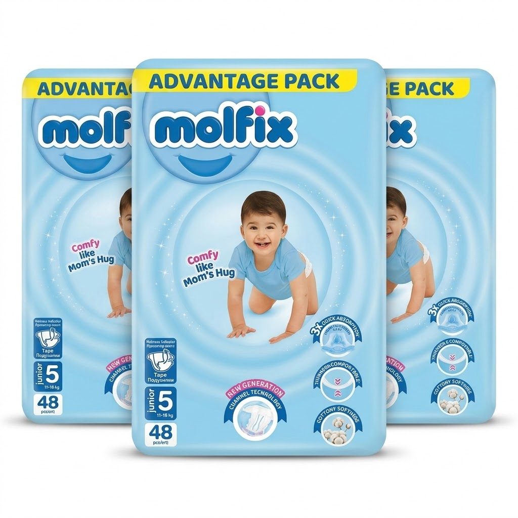Molfix Tape Diaper Junior No.5 11-18 kg 3pack (144pcs)