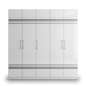 5 Door Wardrove Model: P006 Colour:White & Grey