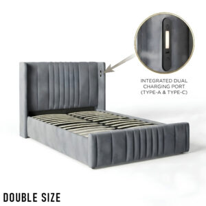 Double Size Cushion Bed with Storage and Charging Station Model: 4465-1G